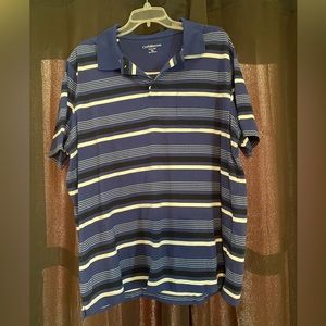 Croft & Barrow Blue Black & White Striped Polo Shirt Size XL